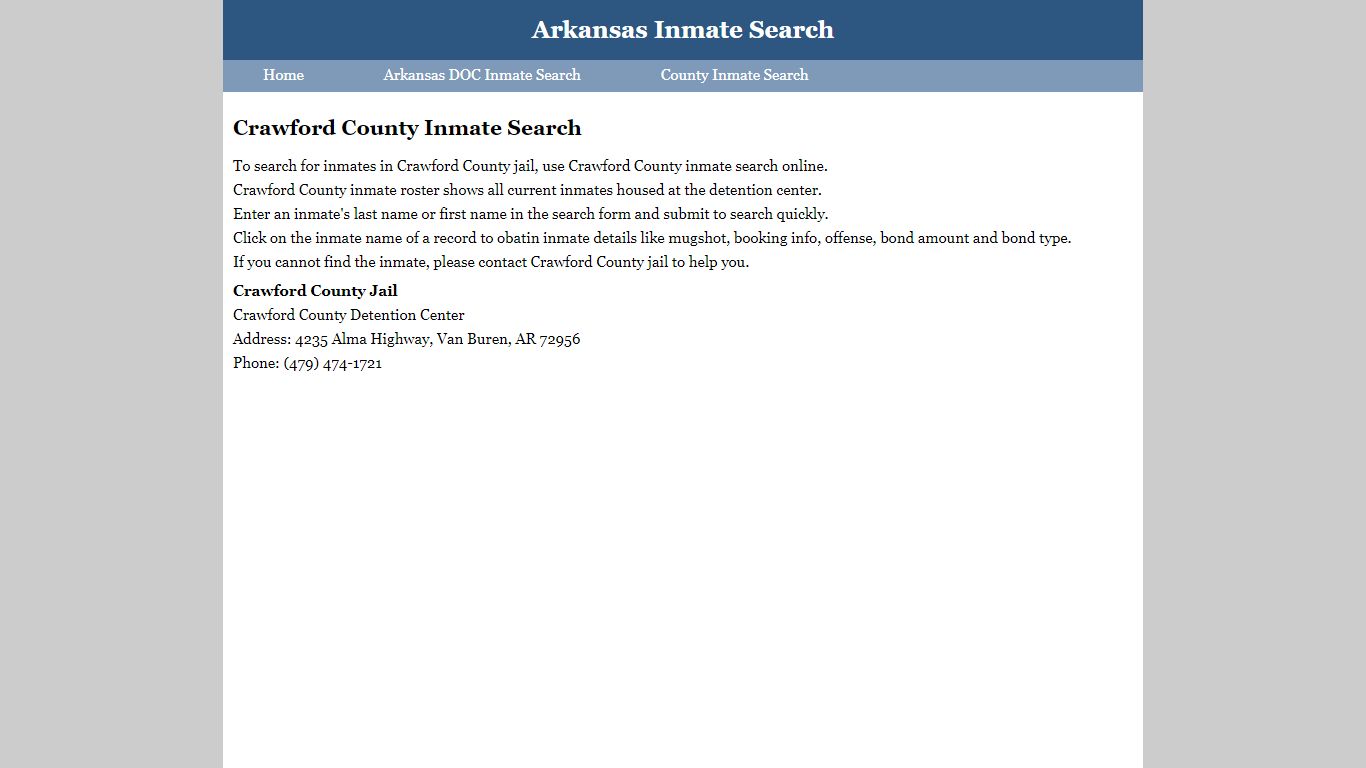 Crawford County Inmate Search